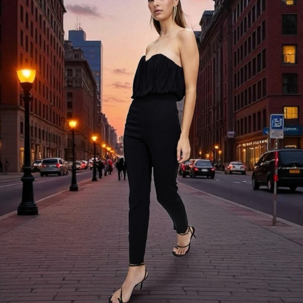 Third Form Strapless‎ Cocktail Jumpsuit Black Viscose Size 8